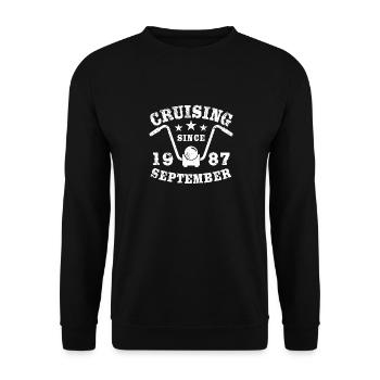 Cruising Biker Geburtstag September 1987 Motorrad - Unisex Pullover - Schwarz - Vorne - Alina (178cm) & Michal (187cm)