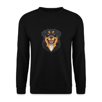 Hovawart | Cartoon Artwork - Unisex Pullover - Schwarz - Vorne - Alina (178cm) & Michal (187cm)