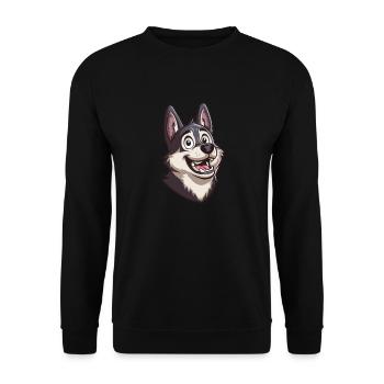 Jämthund Swedish Elkhound Cartoon Artwork - Unisex Sweatshirt - black - Front - Alina (178cm) & Michal (187cm)