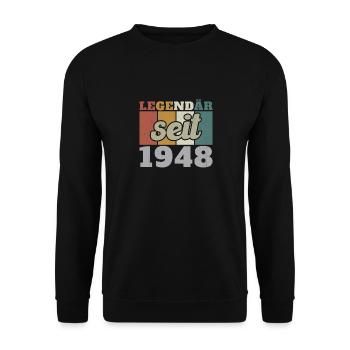 Legendär seit 1948 Geburtstagsgeschenk - Unisex Pullover - Schwarz - Vorne - Alina (178cm) & Michal (187cm)