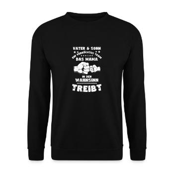 Father & Son a Crazy Team Partner Look - Unisex Sweatshirt - black - Front - Alina (178cm) & Michal (187cm)