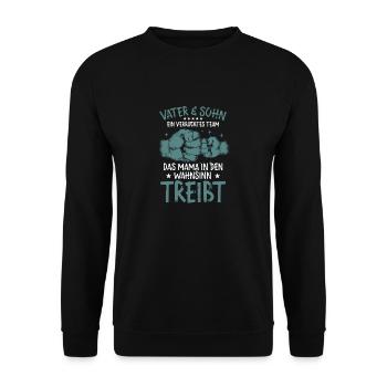 Father & Son a Crazy Team Partner Look - Unisex Sweatshirt - black - Front - Alina (178cm) & Michal (187cm)