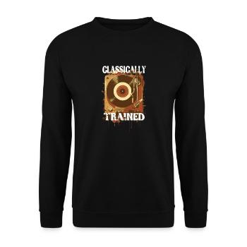 Classically Trained Vintage Schallplattenspieler - Unisex Pullover - Schwarz - Vorne - Alina (178cm) & Michal (187cm)