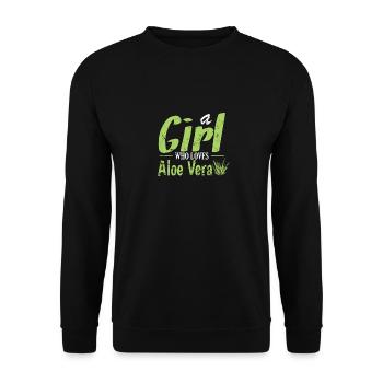 a Girl who Loves Aloe Vera Heilpflanze - Unisex Pullover - Schwarz - Vorne - Alina (178cm) & Michal (187cm)