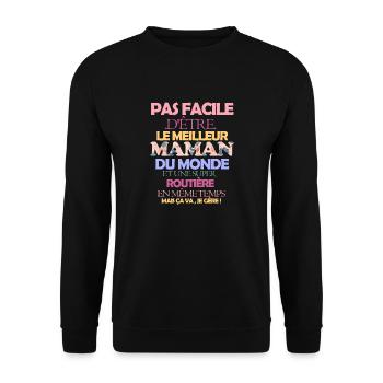 Pas facile maman et routière - Sweat-shirt Unisexe - noir - Devant - Alina (178cm) & Michal (187cm)