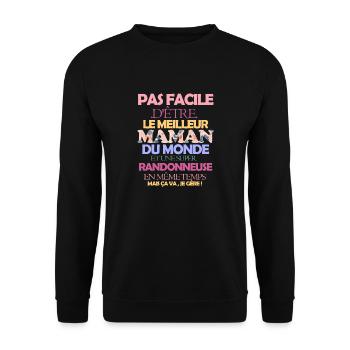 Pas facile maman et routière - Sweat-shirt Unisexe - noir - Devant - Alina (178cm) & Michal (187cm)