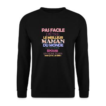 Pas facile maman épouse - Sweat-shirt Unisexe - noir - Devant - Alina (178cm) & Michal (187cm)