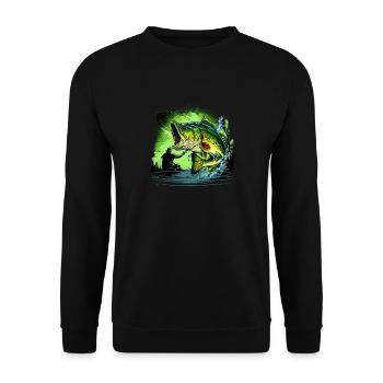 Bass Fish - Unisex Sweatshirt - black - Front - Alina (178cm) & Michal (187cm)