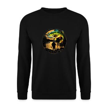 Bass Fish - Unisex Sweatshirt - black - Front - Alina (178cm) & Michal (187cm)