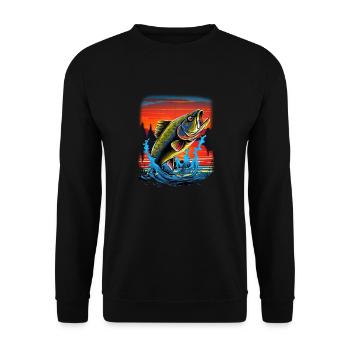 Bass Fish - Unisex Sweatshirt - black - Front - Alina (178cm) & Michal (187cm)