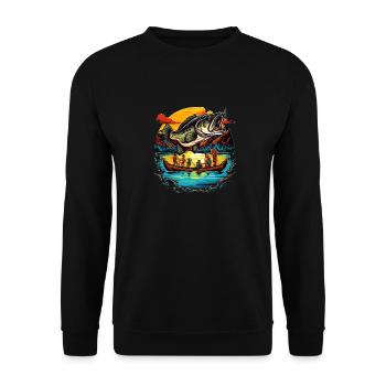 Bass Fish - Unisex Sweatshirt - black - Front - Alina (178cm) & Michal (187cm)