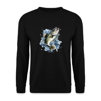 Bass Fish - Unisex Sweatshirt - black - Front - Alina (178cm) & Michal (187cm)