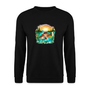 Bass Fish - Unisex Sweatshirt - black - Front - Alina (178cm) & Michal (187cm)