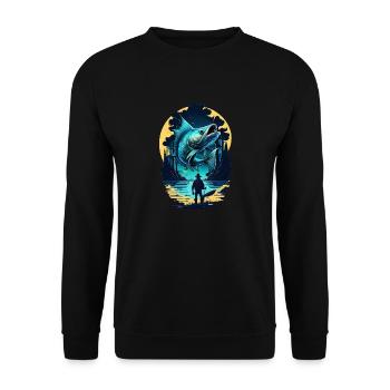 Bass Fish - Unisex Sweatshirt - black - Front - Alina (178cm) & Michal (187cm)