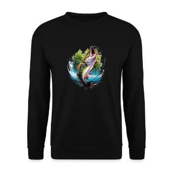 Bass Fish - Unisex Sweatshirt - black - Front - Alina (178cm) & Michal (187cm)