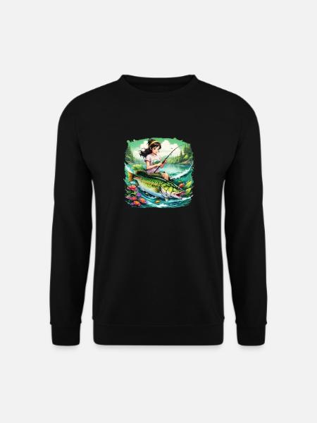 Bass Fish Girl - Unisex Sweatshirt - black