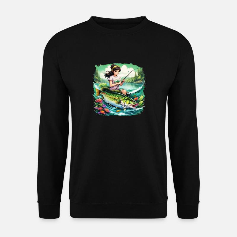 Bass Fish Girl - Unisex Pullover - Schwarz