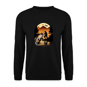 Bass Fish - Unisex Sweatshirt - black - Front - Alina (178cm) & Michal (187cm)
