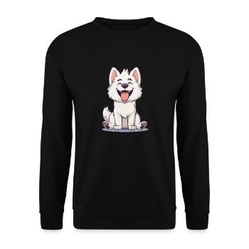 Kishu Ken | Cartoon Artwork - Unisex Pullover - Schwarz - Vorne - Alina (178cm) & Michal (187cm)