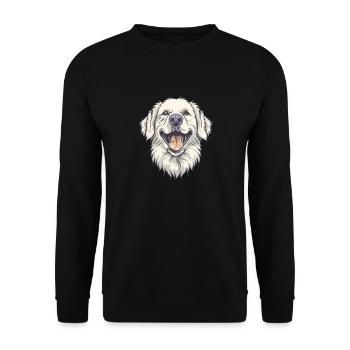 Kuvasz | Cartoon Artwork - Unisex Pullover - Schwarz - Vorne - Alina (178cm) & Michal (187cm)