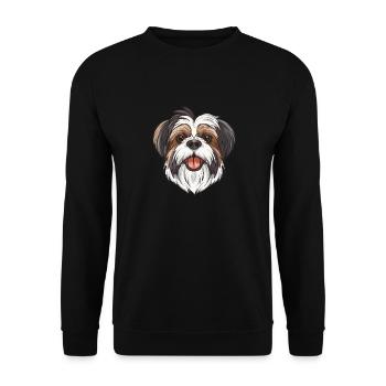 Löwchen | Lowchen | Cartoon Artwork - Unisex Pullover - Schwarz - Vorne - Alina (178cm) & Michal (187cm)