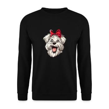 Malteser | Maltese | Cartoon Artwork - Unisex Pullover - Schwarz - Vorne - Alina (178cm) & Michal (187cm)