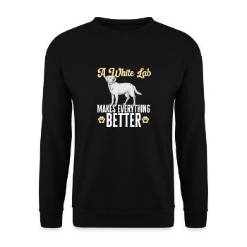 Labrador Retriever blanc Labrador Labrador blanc - Sweat-shirt Unisexe - noir - Devant - Alina (178cm) & Michal (187cm)
