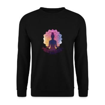 Silence dans la pose : une silhouette de yoga avec Manda - Sweat-shirt Unisexe - noir - Devant - Alina (178cm) & Michal (187cm)
