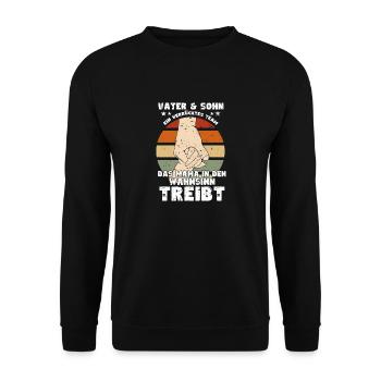 Father & Son a Crazy Team Partner Look - Unisex Sweatshirt - black - Front - Alina (178cm) & Michal (187cm)