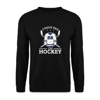 Ich kann nicht Ich habe Hockeyspieler Lustiger Hockeyspieler - Unisex Pullover - Schwarz - Vorne - Alina (178cm) & Michal (187cm)