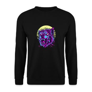 Wütender Wolf T-Shirt Vintage Retro Wölfe Hundehund - Unisex Pullover - Schwarz - Vorne - Alina (178cm) & Michal (187cm)