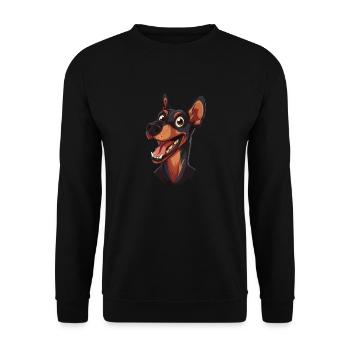 Pinscher | German Pinscher | Cartoon Artwork - Unisex Pullover - Schwarz - Vorne - Alina (178cm) & Michal (187cm)