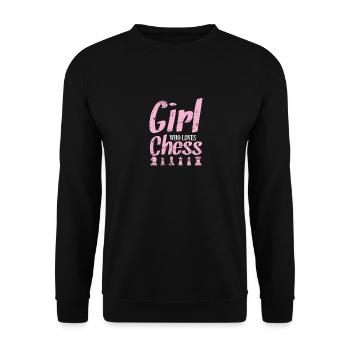 Fille Qui Aime Les Échecs, Échecs, Casse-Tête - Sweat-shirt Unisexe - noir - Devant - Alina (178cm) & Michal (187cm)