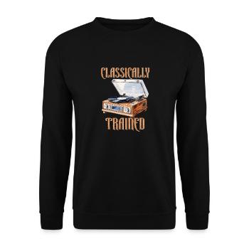 Classically Trained Vintage Schallplattenspieler - Unisex Pullover - Schwarz - Vorne - Alina (178cm) & Michal (187cm)