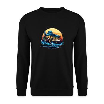Bass Fish - Unisex Sweatshirt - black - Front - Alina (178cm) & Michal (187cm)