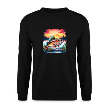 Bass Fish - Unisex Sweatshirt - black - Front - Alina (178cm) & Michal (187cm)