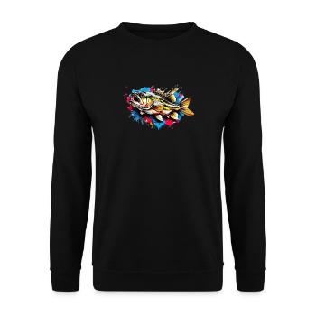 Bass Fish - Unisex Sweatshirt - black - Front - Alina (178cm) & Michal (187cm)