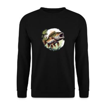 Bass Fish - Unisex Sweatshirt - black - Front - Alina (178cm) & Michal (187cm)
