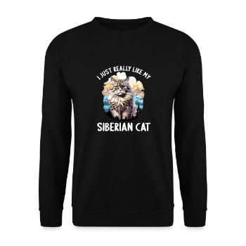 Siberian Cat Sibirische Katze - Unisex Pullover - Schwarz - Vorne - Alina (178cm) & Michal (187cm)