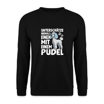 Man with a Poodle Dog Miniature Poodle Master Dog - Unisex Sweatshirt - black - Front - Alina (178cm) & Michal (187cm)