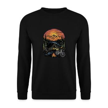 Bicycle Camping Camping Mountains Nature Excursion - Unisex Sweatshirt - black - Front - Alina (178cm) & Michal (187cm)