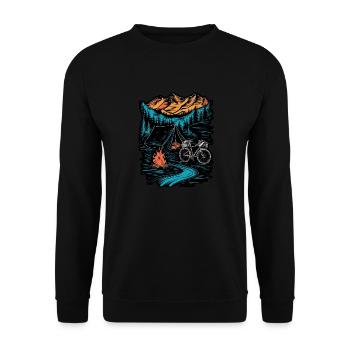 Bicycle Camping Camping Mountains Nature Excursion - Unisex Sweatshirt - black - Front - Alina (178cm) & Michal (187cm)