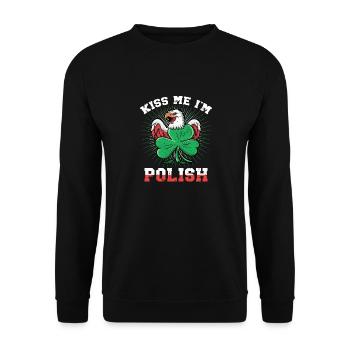 Poland Polish Kiss Me In Polish St Patricks Day - Unisex Sweatshirt - black - Front - Alina (178cm) & Michal (187cm)