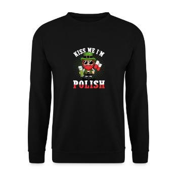 Kiss Me Im Polish St Patricks Day Polen Polnisch - Unisex Pullover - Schwarz - Vorne - Alina (178cm) & Michal (187cm)