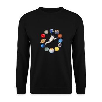 Astronaute en tant qu’aiguilles d’horloge, planètes - cadran d’horloge. - Sweat-shirt Unisexe - noir - Devant - Alina (178cm) & Michal (187cm)