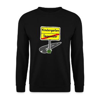 Ortsschild Kindergarten Tagesvater Abschied Kita - Unisex Pullover - Schwarz - Vorne - Alina (178cm) & Michal (187cm)