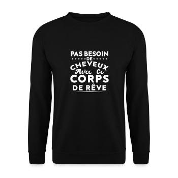 Glatze Mann Humor Humorvolle Haare Glatze - Unisex Pullover - Schwarz - Vorne - Alina (178cm) & Michal (187cm)