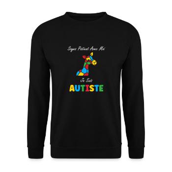 Soyez patient avec moi je suis autiste - Sweat-shirt Unisexe - noir - Devant - Alina (178cm) & Michal (187cm)