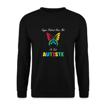 Soyez patient avec moi je suis autiste - Sweat-shirt Unisexe - noir - Devant - Alina (178cm) & Michal (187cm)