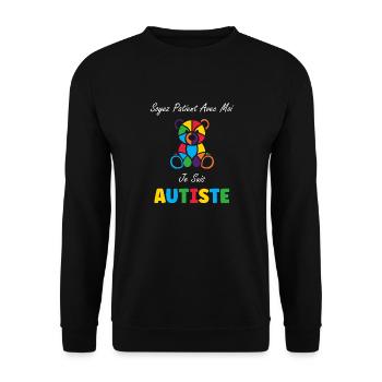 Soyez patient avec moi je suis autiste - Sweat-shirt Unisexe - noir - Devant - Alina (178cm) & Michal (187cm)